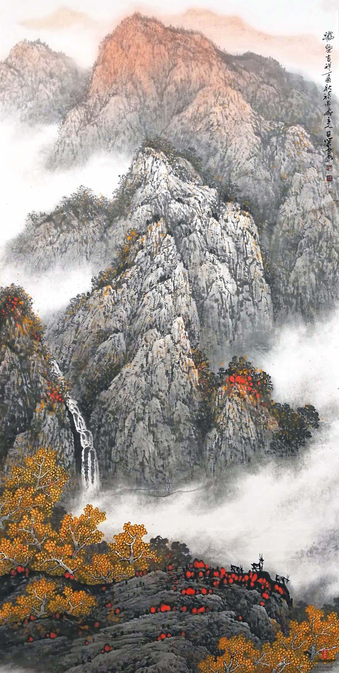 白占荣山水《秋壑吉祥》